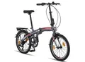 Licorne Bike Phoenix 2D, 20 Zoll Aluminium-Faltrad-Klapprad, Scheibenbremse, Discbremse, V-Bremse Faltfahrrad-Herren-Damen, 7 Gang Kettenschaltung - Folding City Bike, Alu-Rahmen, StVZO, Vorderlampe, Hinterlampe Farbe:Anthrazit-Rot;Stil:V-Bremse