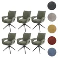6er-Set Esszimmerstuhl HWC-O78, Küchenstuhl, drehbar Auto-Return, Stoff/Textil Chenille (310g/m2) Öko-Tex ~ grün