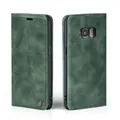 LBH Handyhülle für Samsung Galaxy S8 in Grün mit Karten- und Geldfach Smartphone Hülle mit Standfunktion Flip Case Schutzhülle Magnetverschluss Vintage