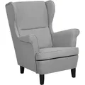 Beliani - Ohrensessel Grau Polsterbezug Gummibaumholzbeine Einzelsessel Wohnzimmer Elegant