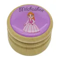 GICO Milchzahndose, Zahndose Milchzähne Bilderdose mit diversen Motiven aus Holz für Jungen und Mädchen mit Drehverschluss 44 mm (Prinzessin)