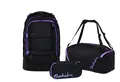 Satch Schulranzen Schulrucksack-Set PACK Purple Phantom 3-teilig (3-teilig), ergonomisch, Your-Size-System: auf Körpergröße anpassbar