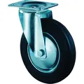 BS Rollen Transportrolle, Lenkrolle, Rad-Ø 125 mm, Tragf. 100 kg, Gummi schwarz, Bauhöhe 155 mm, Rollenlager