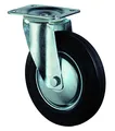 BS Rollen Transport-Lenkrolle, Anschraubplatte, Gummirad, Radkörper Stahl, 125 mm, schwarz, L400.B55.126