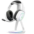 The G-lab – K-Stand Hydrogen – Gaming Kopfhörer Ständer – RGB mit 7 Farben, EIN/Aus-Schalter, 2X USB + USB-C, rutschfeste Basis – Universeller Ständer für Gaming-Headsets PC/PS5/PS4/Xbox – Weiß