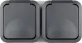 REV AquaStorm Steckdose 2-fach Waagrecht AP Grau
