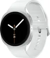 Samsung Galaxy Watch8 - 44 mm - silber - intelligente Uhr mit Sportband - Gummi - weiß - Bandgröße: M/L - Anzeige 3.7 cm (1.47")