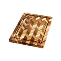 Teakhaus Herringbone Schneidebrett Holz mit Saftrille M | 36 x 25 x 2,5 cm | FSC zertifiziertes, Teak Holzschneidebrett gross im Fischgrätmuster | Holzbrett Küche für saubere Schnitte