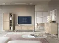 Wohnmöbel Set beige, Fronten mit Fischgrätenmuster, FAREHAM-160, 3-teilig