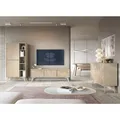 Lomadox Wohnmöbel Set Wohnwand beige, Front mit Fischgrätenmuster, 3-teilig, 1 Lowboard, 1 Regal, 1 Kommode