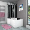 Kombination Badewanne Dusche K50-R32 Duschtempel 100x170 cm - Schwarz