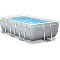 INTEX 26784GN Prism Frame Pool rechteckig 300x175x80cm mit Filterpumpe und Leiter - Blau/Grau