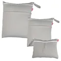 Damero Wetbag Stoffwindeln, Wickeltasche Baby Wiederverwendbar, 3 Stücke Nasstasche Stoffwindeln, Waschbar Organizer Beutel für Mädchen Jungen, Grau
