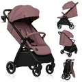 Lionelo Kinder-Buggy Ingrid bis 22 kg von 6 Monaten bis 4 Jahren Große 360° schwenkbare Räder - Rosa - Rosa