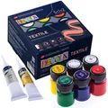 AcrylTextilfarbe Set | 5x20 Ml Waschmaschinenfeste Stofffarben + 2x18ml Liner...