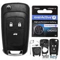 Auto Klapp Schlüssel Funk Fernbedienung 1x Gehäuse 3 Tasten + 1x Rohling HU100 + 1x CR2032 Batterie kompatibel mit Opel