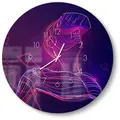 DEQORI Wanduhr 'Mann mit VR-Brille' (Glas Glasuhr modern Wand Uhr Design Küchenuhr) blau|lila|rosa 50 cm x 50 cm