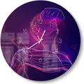 DEQORI Glasuhr Ø50 cm Zahlen 'Mann mit VR-Brille' Wanduhr Glas Uhr Design leise