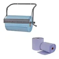 Putztuchrollen-Set mit Halter, 2 Rollen (500 Blatt), 2-lagig, saugstark, nassfest, Wandhalter aus Metall, automatische Abreißleiste - für effiziente Reinigung
