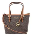 Michael Kors Jet Set Travel Convertible Carryall Top Zip Logo Tote - Brown