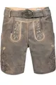 Edelnice Trachtenmode Kurze Wildbock Lederhose Kare grau mit Heller Stickerei Gr. 44-64 (DE/NL/SE/PL, Numerisch, 46, Regular, Regular, grau)