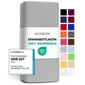 Jacobson Spannbettlaken aus 100% Baumwolle, Jersey Bettlaken 160 g/m2, Spannbetttuch mit Gummizug, OEKO-TEX®, pflegeleicht, viele Farben grau 140 - 160 cm x 200 cm