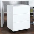 Moderner Rollcontainer BIG DEAL 45cm Weiß Hochglanz Bürocontainer 3 Schubladen