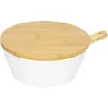 Kesper Obst- & Salatschale mit Besteck & Deckel aus Bambus 26 cm, Höhe 11 cm, Salat Schüssel aus Kun (26 cm, 1x) (KESPER)