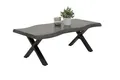 Hela Tische, Baumkantentisch, Couchtisch Gerd, X-Gestell Metall Schwarz, Wabenplatte melaminbeschichtet, Dekor Akazie Grau, 110x60cm