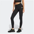 adidas Sportswear Leggings W LIN SJ LEG aus Baumwollmaterial mit Stretchanteil, hoher Bund, ohne Verschluss schwarz M