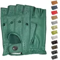 German Wear Driving Halbfinger Fingerlose Autofahrer-Handschuhe Lederhandschuhe (Mintgrün, 7=S)