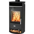 Kaminofen FIREPLACE "Heathus Parma Stahl", schwarz, Kaminöfen, mit Holzfach und Natursteinteefach