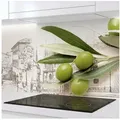 Rodnik Küchenrückwand Grüne Oliven, monolithische ABS-Platte mit Direktdruck, formstabil und langlebig beige|grün 400 cm x 60 cm