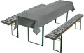 REDBEST Bierbank-Auflagen und Tischdecke 3-teilig grau Größe 90x260 cm - strapazierstark und langlebig, bequemer Sitzkomfort, mit elastischen Bändern