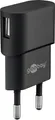 goobay USB Ladegerät 5W 1A – Kompaktes USB-A Wandladegerät für Steckdose, 5V Netzteil für Smartphone, Smartwatch & Kopfhörer, Reise Ladeadapter Schwarz 44947