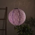 Lights4fun LED Solar Lampion Rund Lila Tyvek Marokkanische Laterne Außenbereich