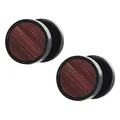 Herren Damen Schwarz Kreis Ohrringe Edelstahl Ohrstecker mit Holz Fake Plugs Cheater Tunnel Gauges Piercing Edelstahl 01（-）