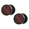 Herren Damen Schwarz Kreis Ohrringe Edelstahl Ohrstecker mit Holz Fake Plugs ...