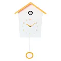 Cuco Clock Kuckucksuhr Landhaus 46,5 × 27 × 7,8cm, Pendeluhr Wanduhr, Moderne Schwarzwalduhr, Pendeluhr mit Nachtruhefunktion, Vogelgezwitscher, Vogelstimme