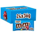 M&M's Crispy, Schokoladen Großpackung, 24 x 36g, Knusprige Schokolinsen als Süßigkeiten, Schokoladen Geschenk (816g)