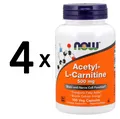 4 x NOW Foods Acetyl L-Carnitine, 500mg - 100 vcaps (424,75 EUR/kg)