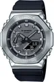 G-SHOCK Chronograph, Quarzuhr,Armbanduhr,Herrenuhr,digital, bis 20 bar wasserd.Resinarmband schwarz-silberfarben