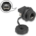 Delock RJ45 Cat.6A Kupplung mit Verschlusskappe zum Einbau IP67 staub- und wasserdicht (Netzwerk Kupplung) (87251)