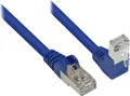 Patchkabel, Cat. 6, S/FTP, PiMF, 250MHz, einseitig 90° nach unten gewinkelt, blau, 7,5m, Good Connections
