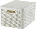 CURVER Aufbewahrungskorb Korb mit Deckel Regalbox STYLE L Creme 33x44x24 cm