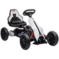 HOMCOM Kinder Elektro Gokart 12 V 3-5km/h Go Kart mit 2-Fach verstellbarem Modus, Sicherheitsgurt, Lenkrad, Kinderfahrzeug für 3-8 Jahre Kinder, Weiß