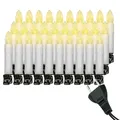 Retro Weihnachtsbaum-Lichterkette mit LED Filament Kerzen, klassische Baumbeleuchtung mit austauschbaren E10 Leuchtmittel, Weihnachtsbeleuchtung für Innen, nostalgie (weiß, 30 Kerzen - ca. 14,5 m)