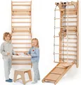 6-in-1 Schwedenwand & Rutsche – vielseitiges Indoor Kletterdreieck-Set für Kinder mit Leiter & Malset – perfekt für 2 bis 12 Jahre
