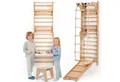 Goodevas Klettergerüst Multifunktionale Schwedenwand & Klettergerüst für Kinder, (Holz Schwedenwand & Rutschensatz – Vielseitiges Indoor Kletterdreieck Set mit Leiter, Rutsche, Monkey Bars und Kunst-Set, 7-St)