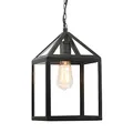Qazqa Landhaus außen Pendelleuchte, Pendellampe für den Garten - Amsterdam - Schwarz, max. 60W, Geeignet für LED, 21cm, IP23, Würfel